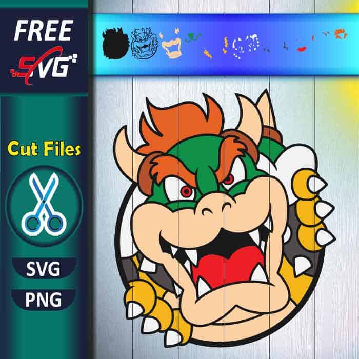 Bowser face SVG free for Cricut - Super Mario characters SVG - King Koopa SVG
