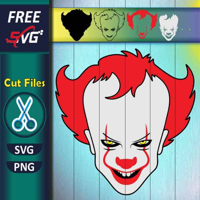 Pennywise SVG free - Pennywise face layered SVG for Cricut