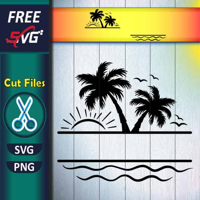 Free Palm Tree Split Frame SVG Cut file for Cricut | Sunshine SVG