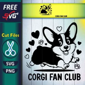 Free Corgi Fan Club SVG PNG for Toddler T-Shirts and Kids Crafts Puppy Animal Design