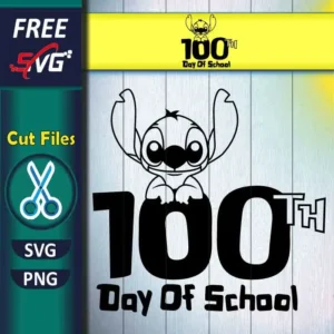 Free Stitch Inspired 100 Days of School SVG PNG for Teacher Student Apparel and DIY Vinyl Crafts Design