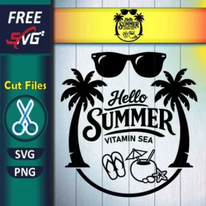 Free Hello Summer Vitamin Sea SVG PNG for Cricut