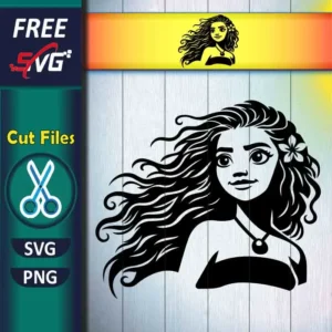 Free Moana Portrait SVG PNG for Cricut T-Shirts Disney Princess Flower Design